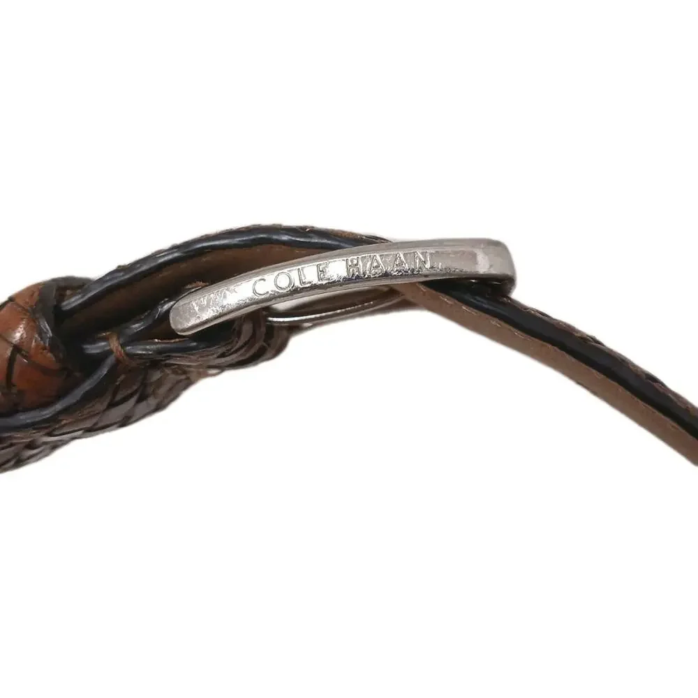 Cole Haan Men's Woven Leather Belt Brown 36 / 90‎ Intricate Luxury Weave Preppy